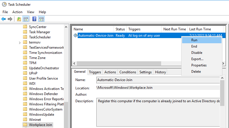 Pending AAD : Task scheduler